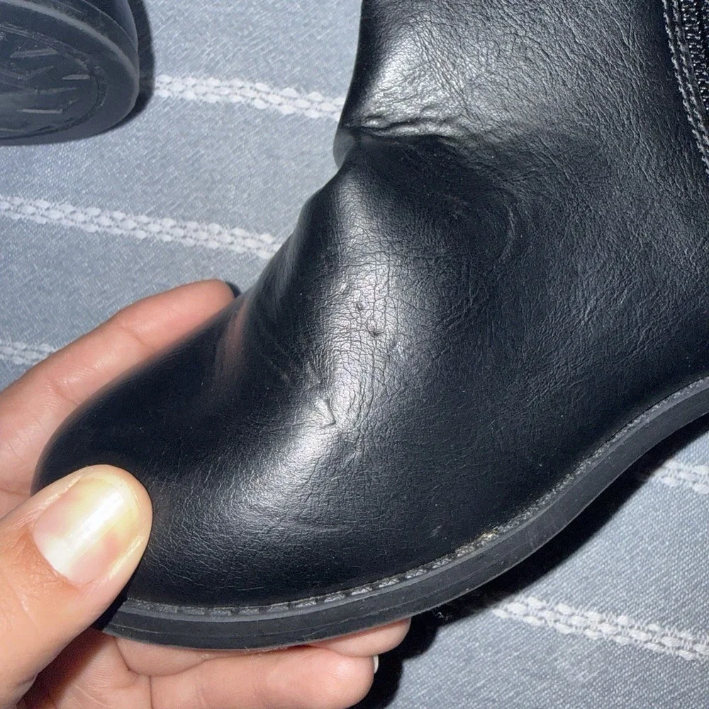 Michael Kors Shea Kids Knee High Riding Boots Black Gray Logo Zip US 2 Girls